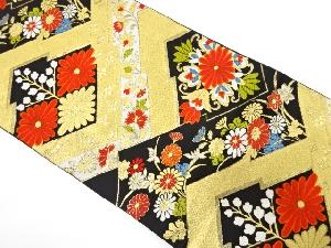 アンティーク　松皮菱に菊・花唐草模様織り出し袋帯（材料）